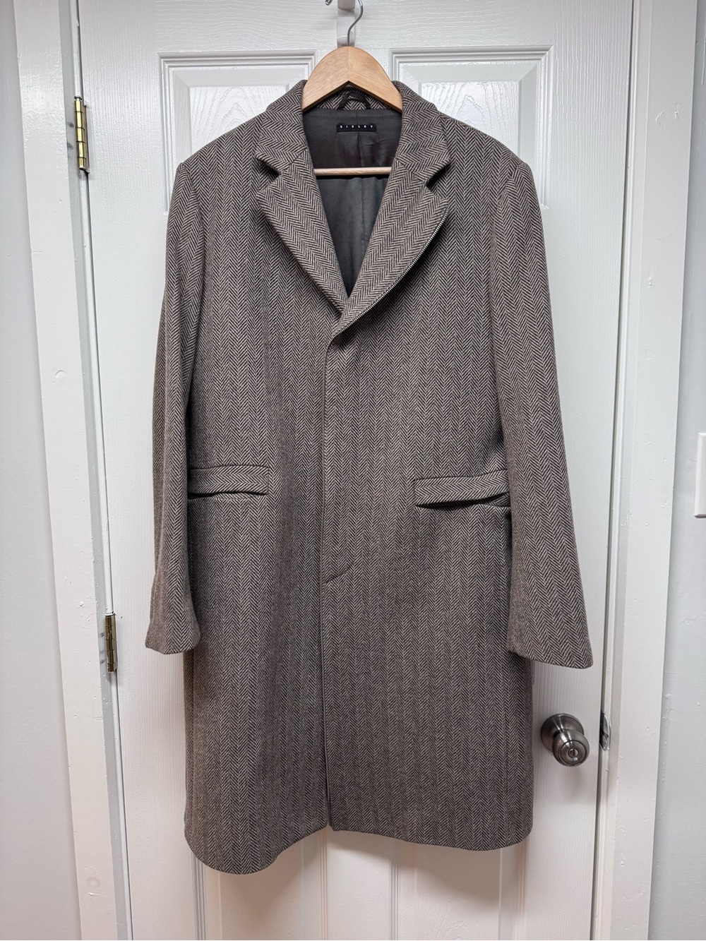 Sisley Taupe Herringbone Pea Coat